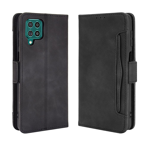 Leather Case Stands Flip Cover Holder BY3 for Samsung Galaxy F62 5G Black