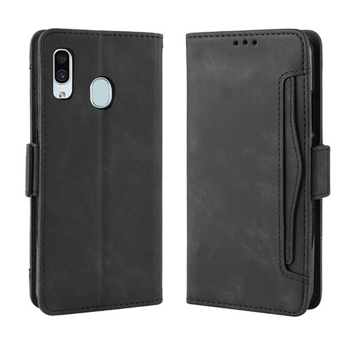 Leather Case Stands Flip Cover Holder BY3 for Samsung Galaxy M10S Black