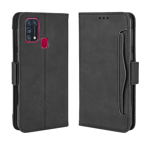 Leather Case Stands Flip Cover Holder BY3 for Samsung Galaxy M31 Black