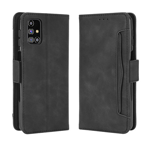 Leather Case Stands Flip Cover Holder BY3 for Samsung Galaxy M31s Black