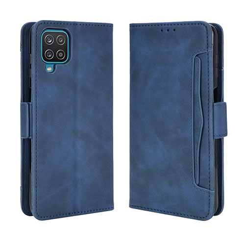 Leather Case Stands Flip Cover Holder BY3 for Samsung Galaxy M32 4G Blue