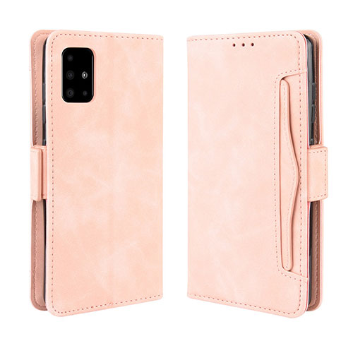 Leather Case Stands Flip Cover Holder BY3 for Samsung Galaxy M51 Pink