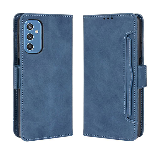 Leather Case Stands Flip Cover Holder BY3 for Samsung Galaxy M52 5G Blue