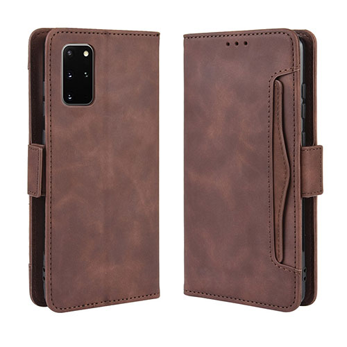 Leather Case Stands Flip Cover Holder BY3 for Samsung Galaxy S20 Plus Brown