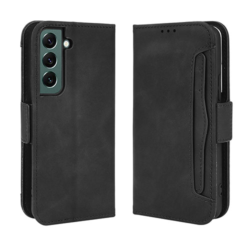 Leather Case Stands Flip Cover Holder BY3 for Samsung Galaxy S23 Plus 5G Black