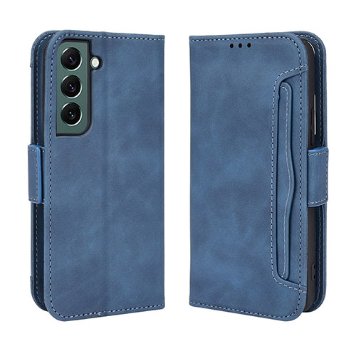 Leather Case Stands Flip Cover Holder BY3 for Samsung Galaxy S25 5G Blue