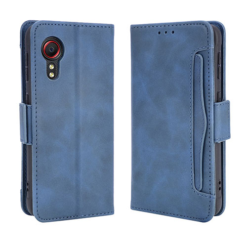 Leather Case Stands Flip Cover Holder BY3 for Samsung Galaxy XCover 5 SM-G525F Blue