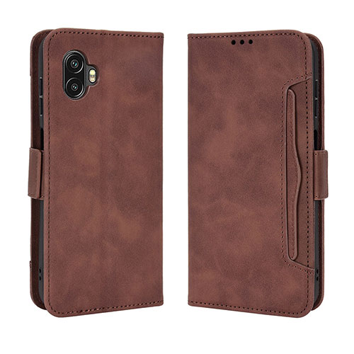 Leather Case Stands Flip Cover Holder BY3 for Samsung Galaxy XCover 6 Pro 5G Brown