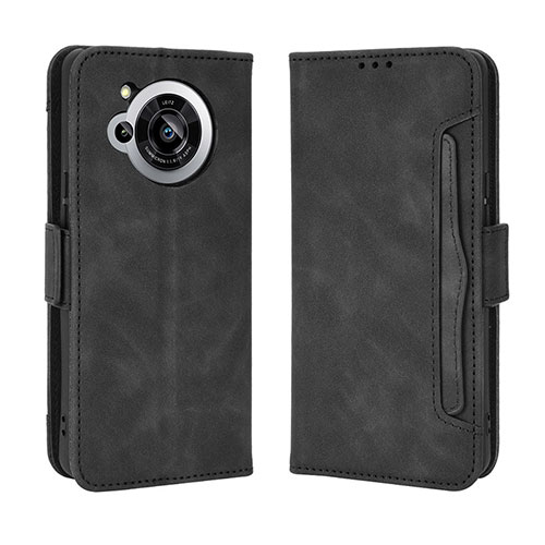 Leather Case Stands Flip Cover Holder BY3 for Sharp Aquos R7 Black