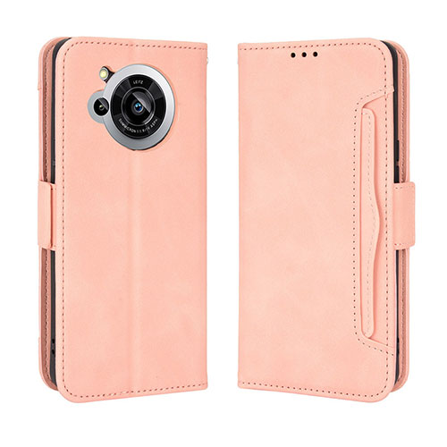 Leather Case Stands Flip Cover Holder BY3 for Sharp Aquos R7s Pink