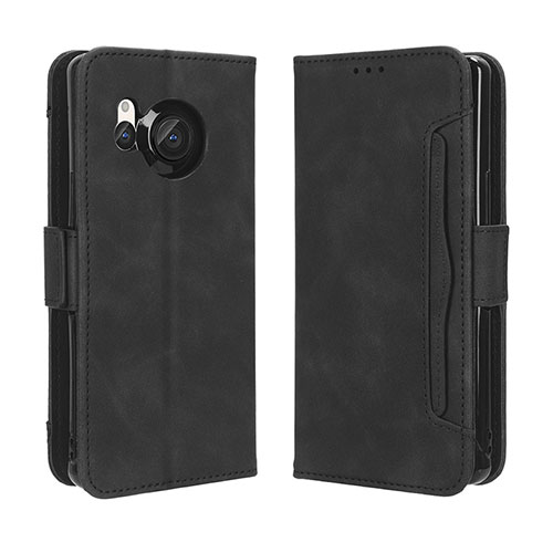 Leather Case Stands Flip Cover Holder BY3 for Sharp Aquos R8 Black