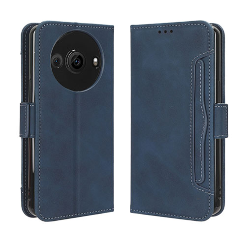 Leather Case Stands Flip Cover Holder BY3 for Sharp Aquos R8 Pro Blue