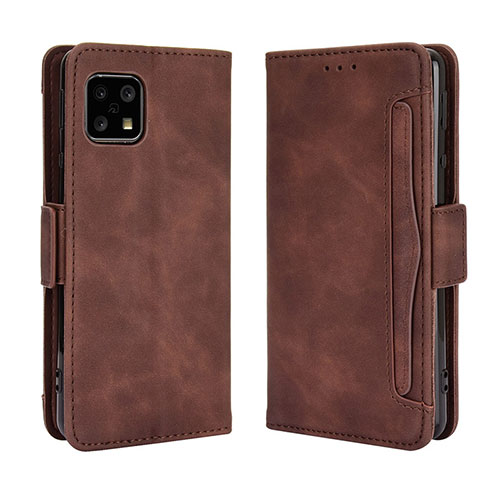 Leather Case Stands Flip Cover Holder BY3 for Sharp Aquos Sense5G Brown