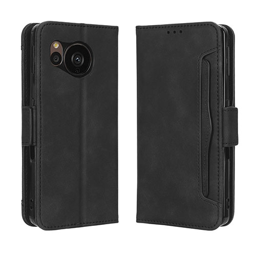 Leather Case Stands Flip Cover Holder BY3 for Sharp Aquos Sense7 Black
