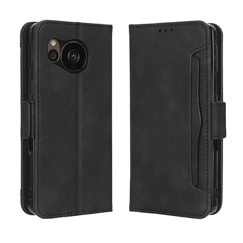 Leather Case Stands Flip Cover Holder BY3 for Sharp Aquos Sense7 Plus Black