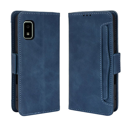 Leather Case Stands Flip Cover Holder BY3 for Sharp Aquos wish Blue