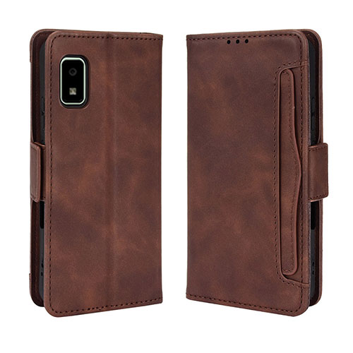 Leather Case Stands Flip Cover Holder BY3 for Sharp Aquos wish Brown