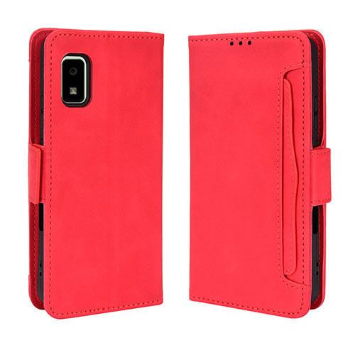 Leather Case Stands Flip Cover Holder BY3 for Sharp Aquos wish Red