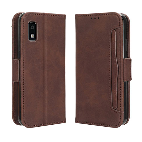 Leather Case Stands Flip Cover Holder BY3 for Sharp Aquos wish3 Brown