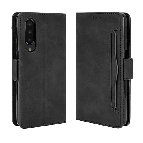 Leather Case Stands Flip Cover Holder BY3 for Sharp Aquos Zero5G basic Black