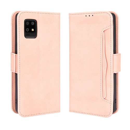 Leather Case Stands Flip Cover Holder BY3 for Sharp Aquos Zero6 Pink