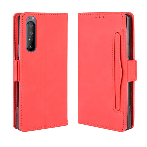 Leather Case Stands Flip Cover Holder BY3 for Sony Xperia 1 II Red