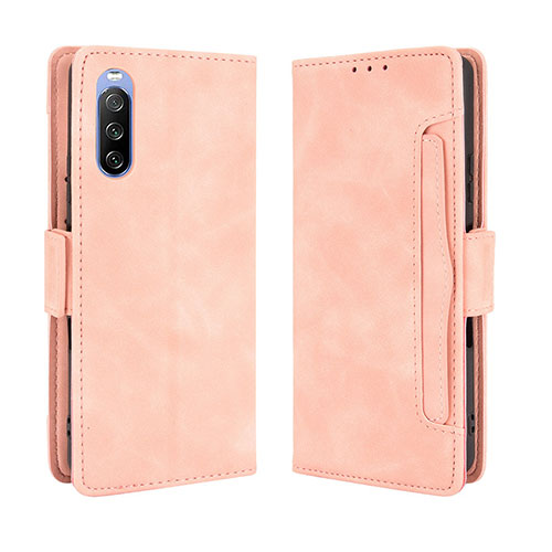 Leather Case Stands Flip Cover Holder BY3 for Sony Xperia 10 III SO-52B Pink