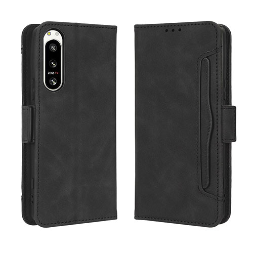 Leather Case Stands Flip Cover Holder BY3 for Sony Xperia 5 IV Black