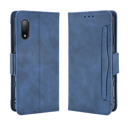 Leather Case Stands Flip Cover Holder BY3 for Sony Xperia Ace II SO-41B Blue