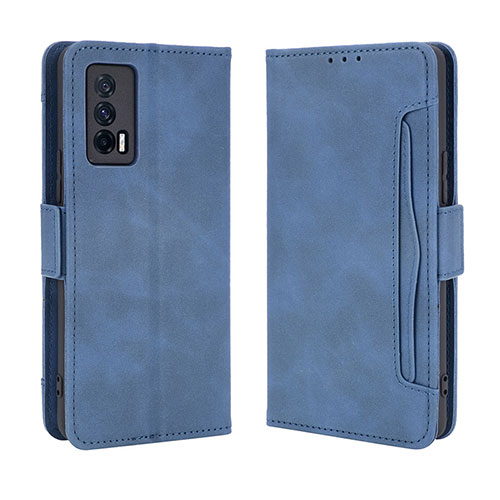 Leather Case Stands Flip Cover Holder BY3 for Vivo iQOO Neo5 5G Blue