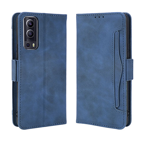 Leather Case Stands Flip Cover Holder BY3 for Vivo iQOO Z3 5G Blue