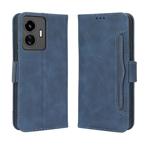 Leather Case Stands Flip Cover Holder BY3 for Vivo iQOO Z6 Lite 5G Blue