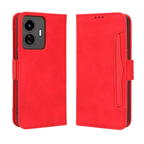 Leather Case Stands Flip Cover Holder BY3 for Vivo iQOO Z6 Lite 5G Red