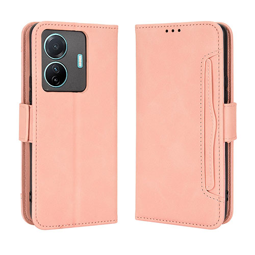 Leather Case Stands Flip Cover Holder BY3 for Vivo iQOO Z6 Pro 5G Pink