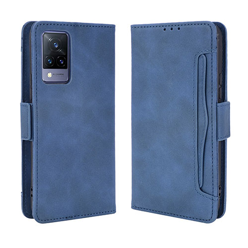 Leather Case Stands Flip Cover Holder BY3 for Vivo V21 5G Blue