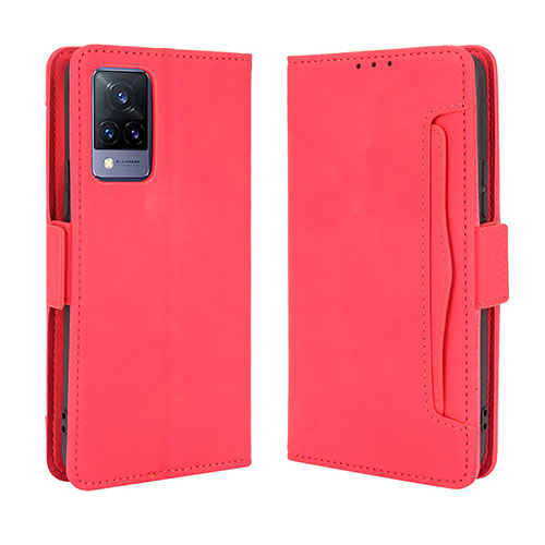 Leather Case Stands Flip Cover Holder BY3 for Vivo V21 5G Red