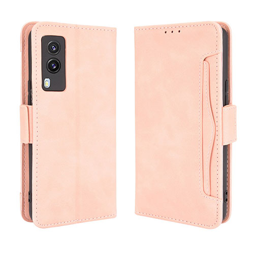 Leather Case Stands Flip Cover Holder BY3 for Vivo V21e 5G Pink