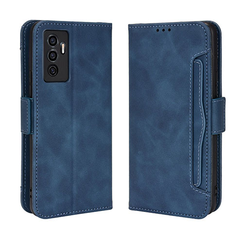 Leather Case Stands Flip Cover Holder BY3 for Vivo V23e 5G Blue