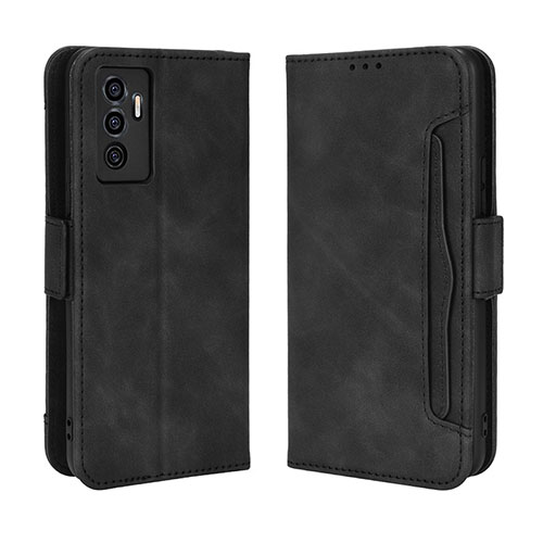 Leather Case Stands Flip Cover Holder BY3 for Vivo V23e Black