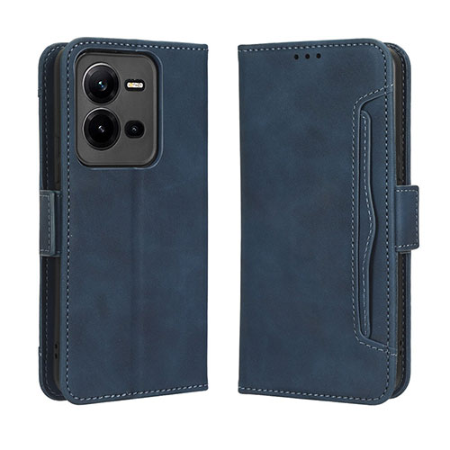 Leather Case Stands Flip Cover Holder BY3 for Vivo V25 5G Blue