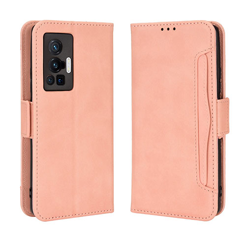 Leather Case Stands Flip Cover Holder BY3 for Vivo X70 Pro 5G Pink