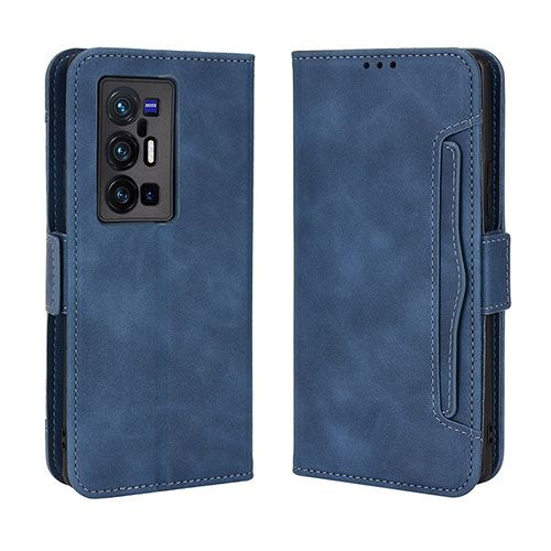 Leather Case Stands Flip Cover Holder BY3 for Vivo X70 Pro+ Plus 5G Blue