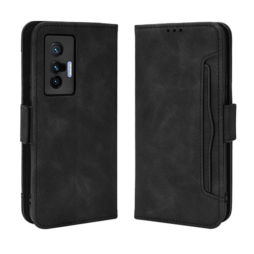 Leather Case Stands Flip Cover Holder BY3 for Vivo X70t Black