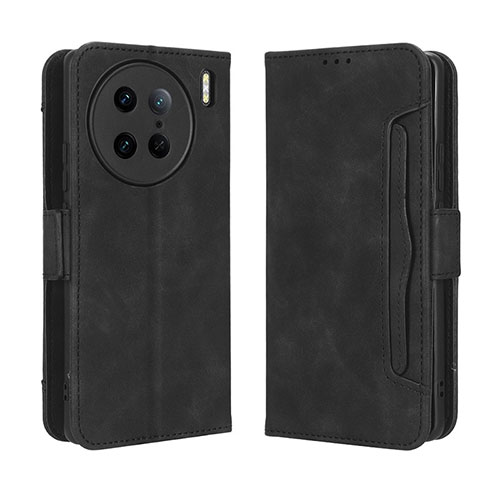 Leather Case Stands Flip Cover Holder BY3 for Vivo X90 Pro 5G Black
