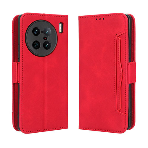 Leather Case Stands Flip Cover Holder BY3 for Vivo X90 Pro+ Plus 5G Red