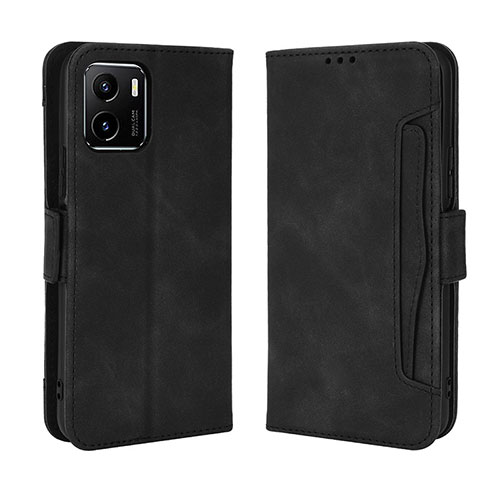 Leather Case Stands Flip Cover Holder BY3 for Vivo Y01 Black