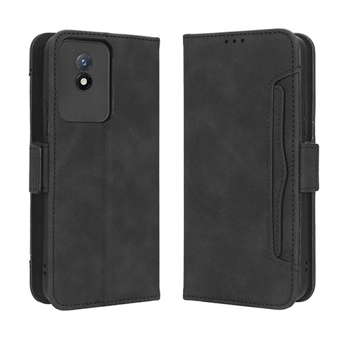 Leather Case Stands Flip Cover Holder BY3 for Vivo Y02t Black