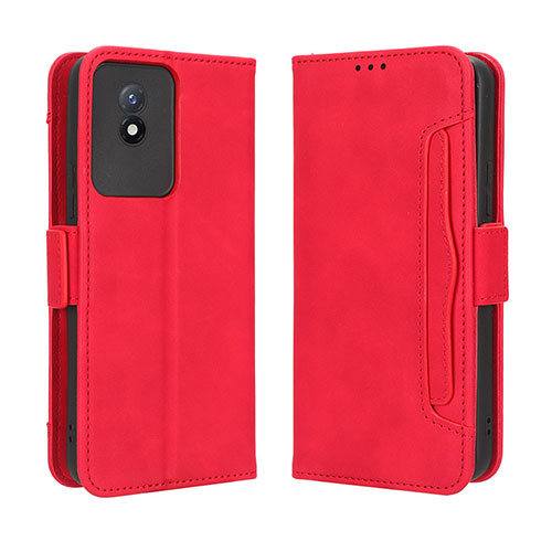 Leather Case Stands Flip Cover Holder BY3 for Vivo Y11 (2023) Red