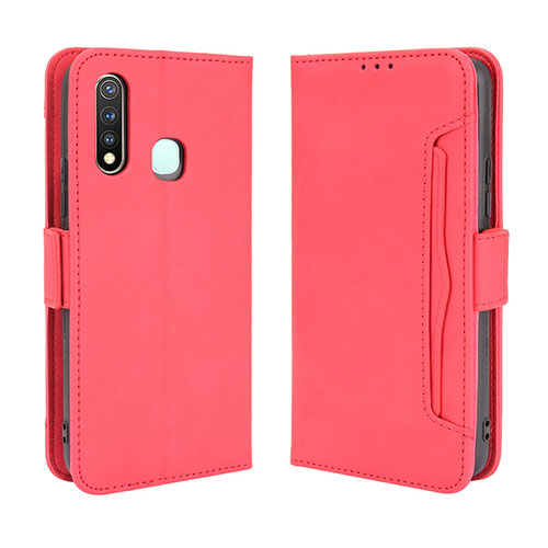 Leather Case Stands Flip Cover Holder BY3 for Vivo Y19 Red