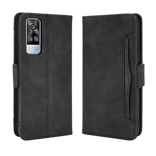 Leather Case Stands Flip Cover Holder BY3 for Vivo Y31 (2021) Black